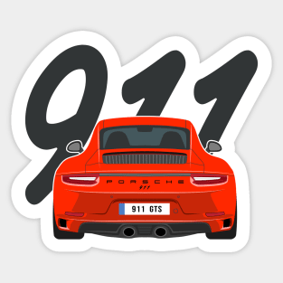 911 gts car red edition Sticker